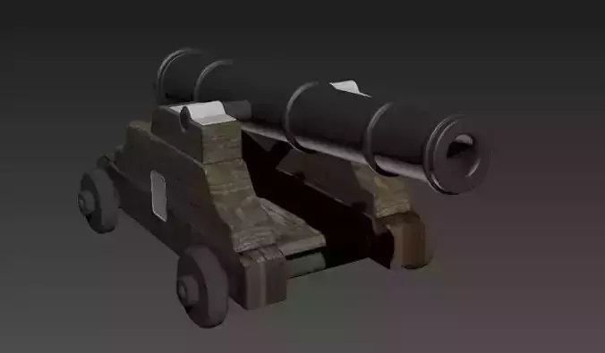 gunnery cannon on wooden cart