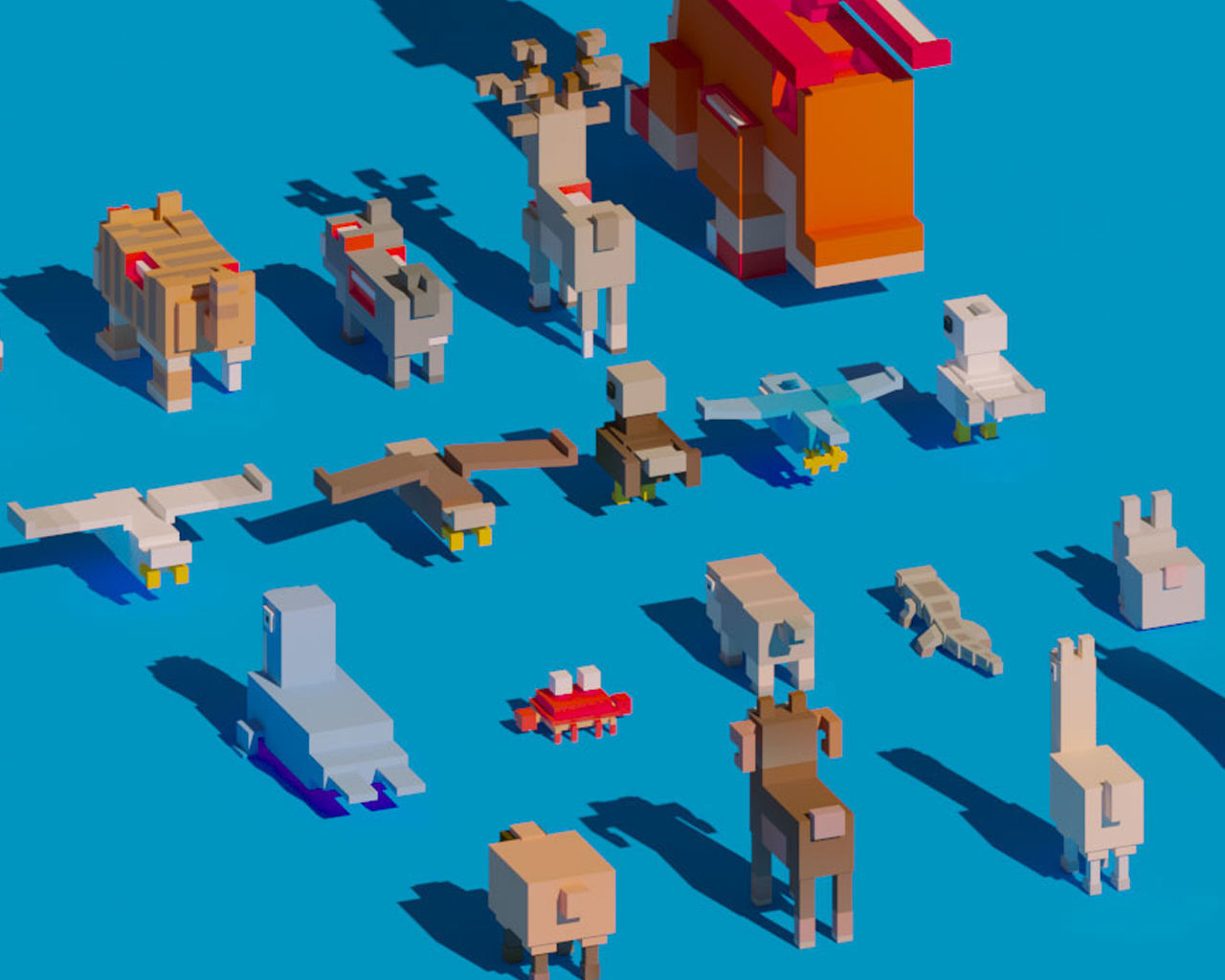 Low Poly Amimals Pack - Cartoon Crossy Road Low-poly 3D model_4