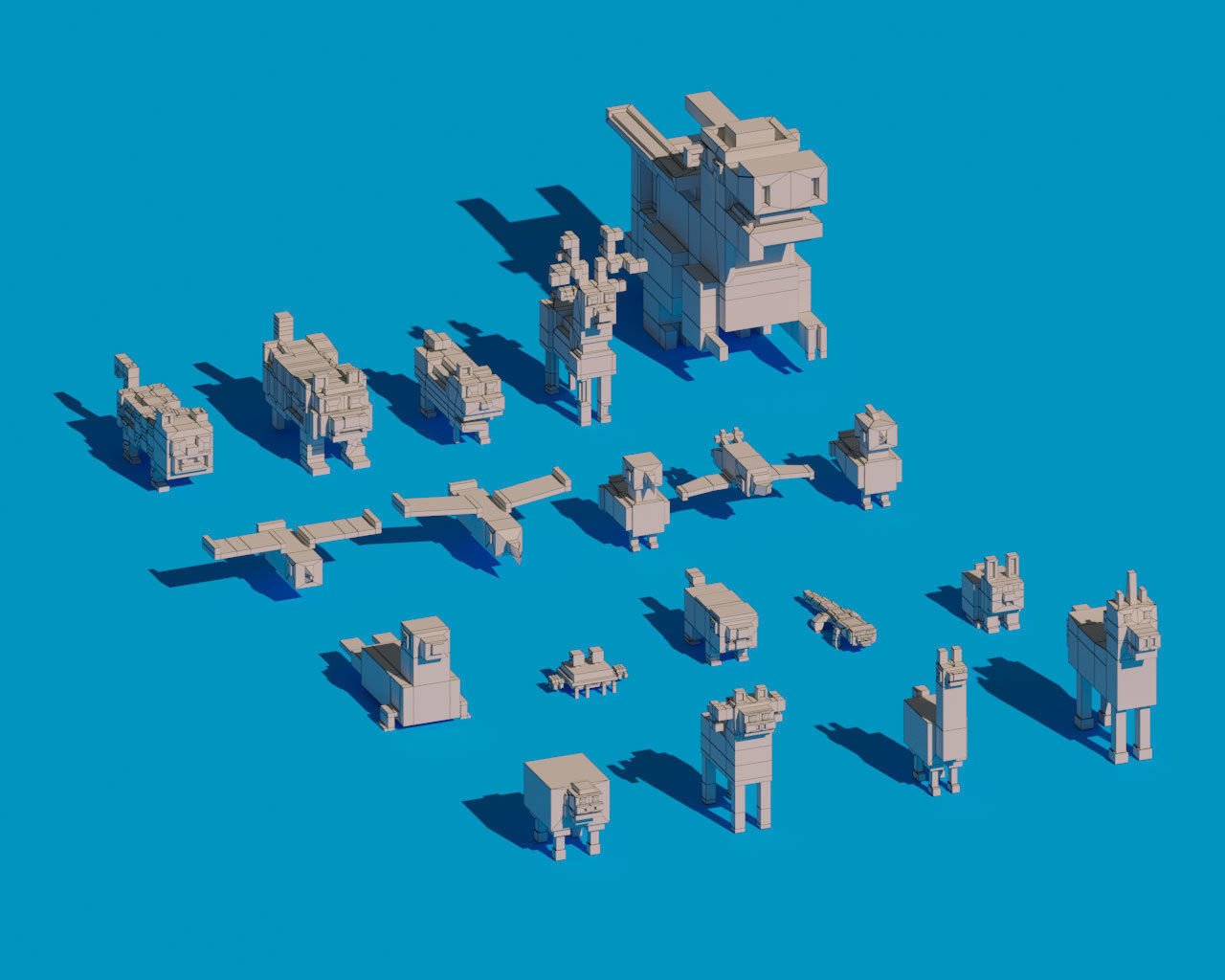 Low Poly Amimals Pack - Cartoon Crossy Road Low-poly 3D model_2