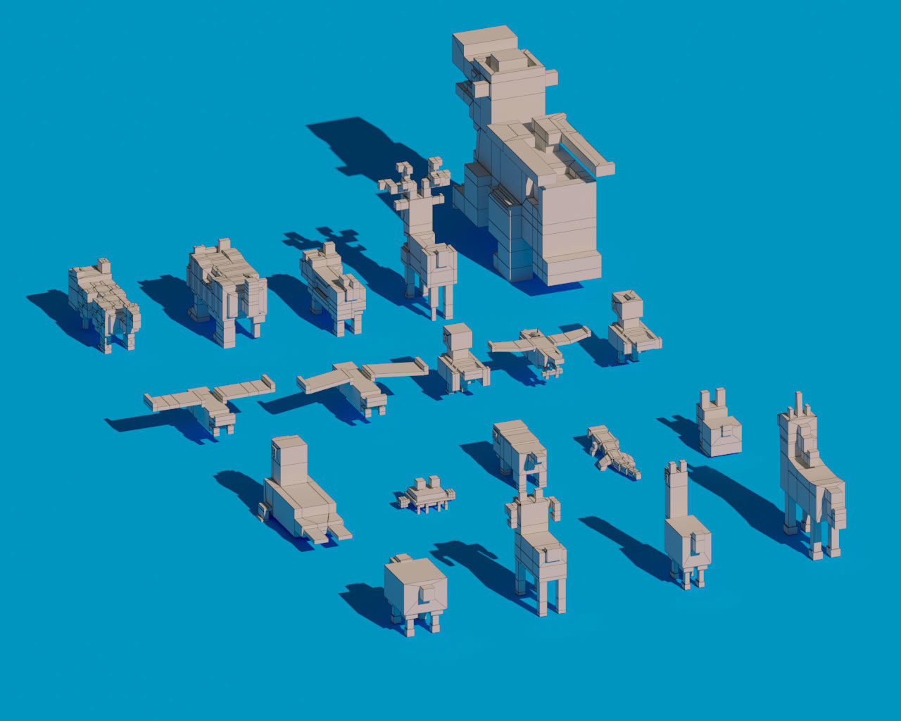 Low Poly Amimals Pack - Cartoon Crossy Road Low-poly 3D model_5