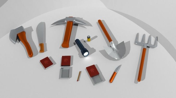 Low poly survival pack Low-poly 3D model