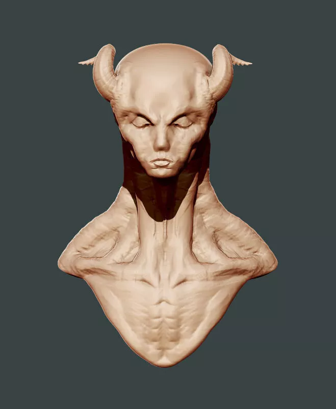 Crank demon head with horns 3D model