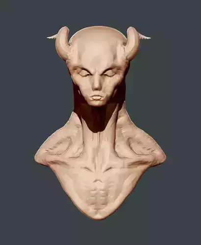 Crank demon head with horns