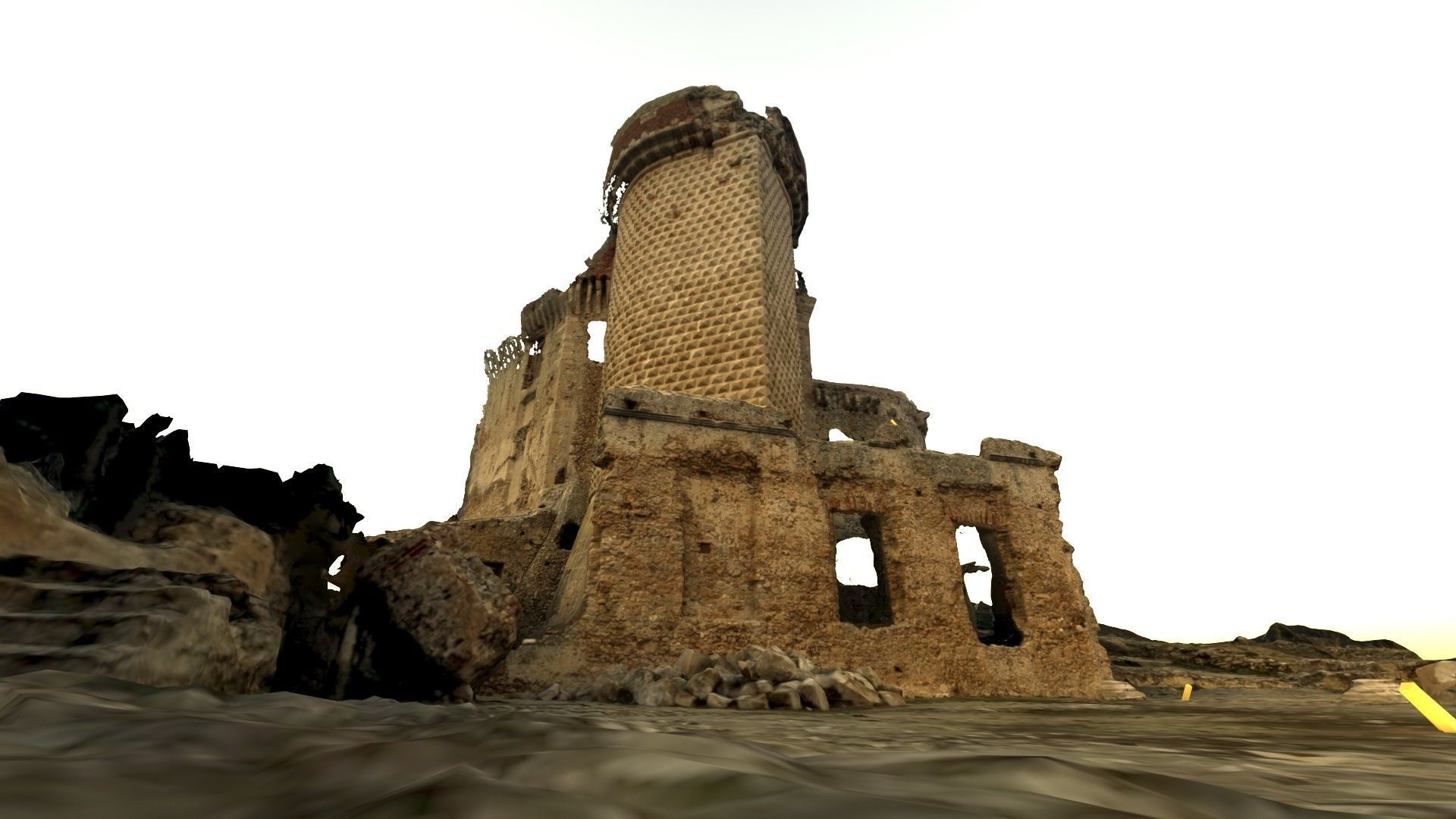 Realistic castle model in desert 3D model_2