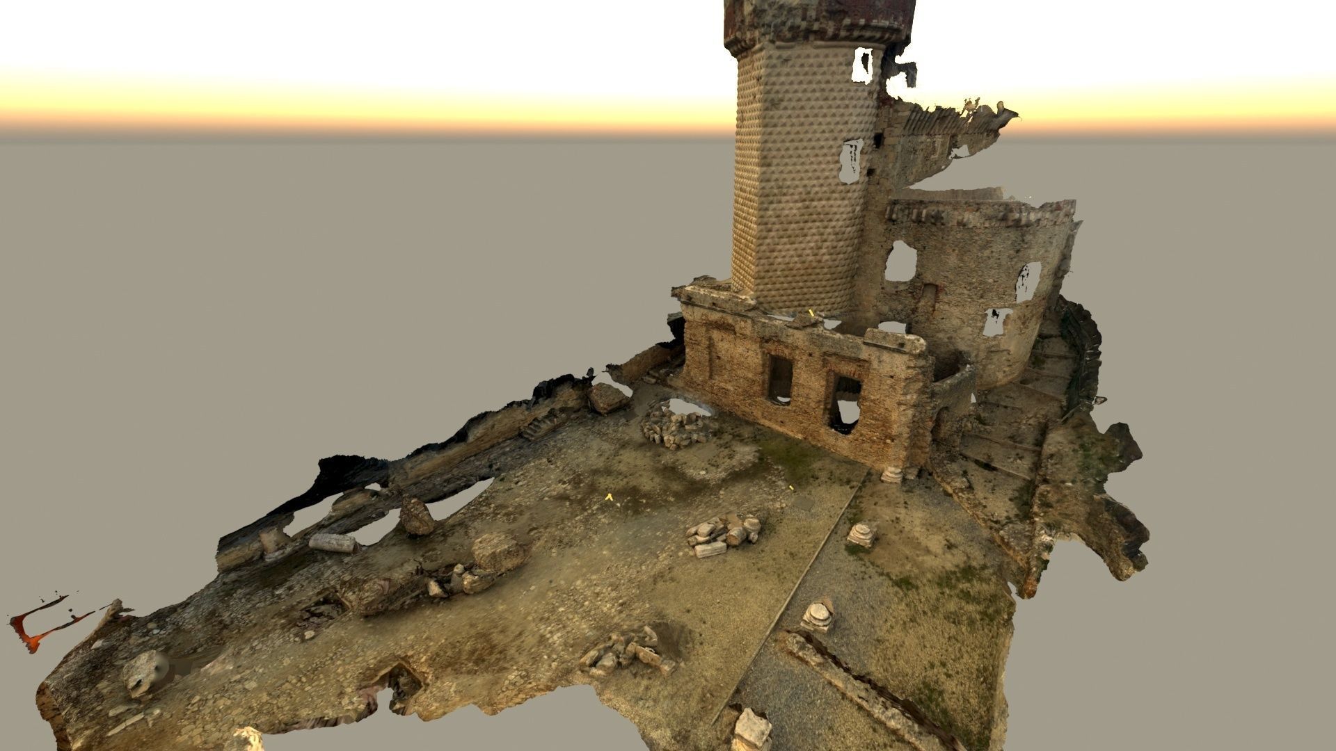 Realistic castle model in desert 3D model_3