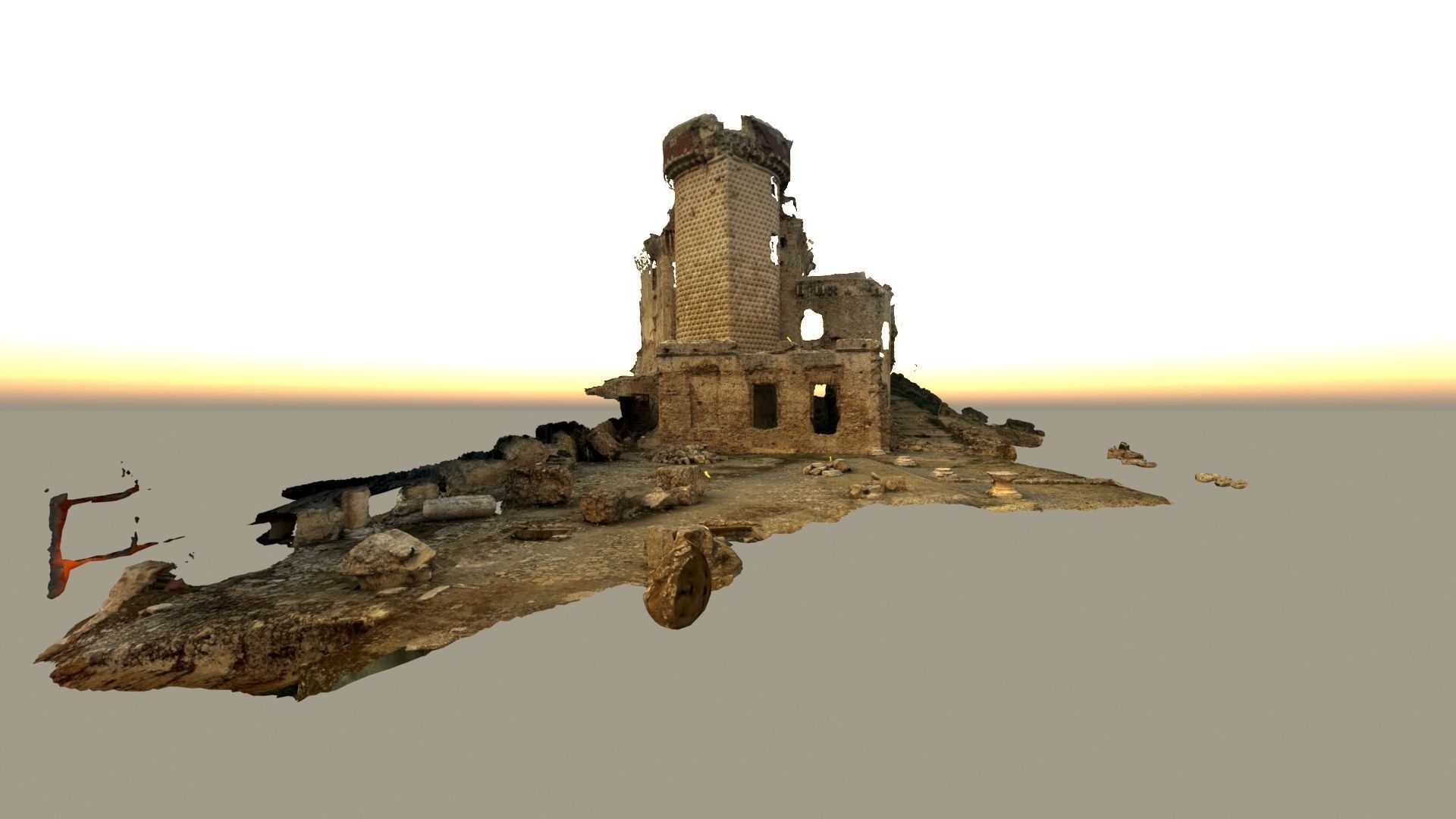 Realistic castle model in desert 3D model_14