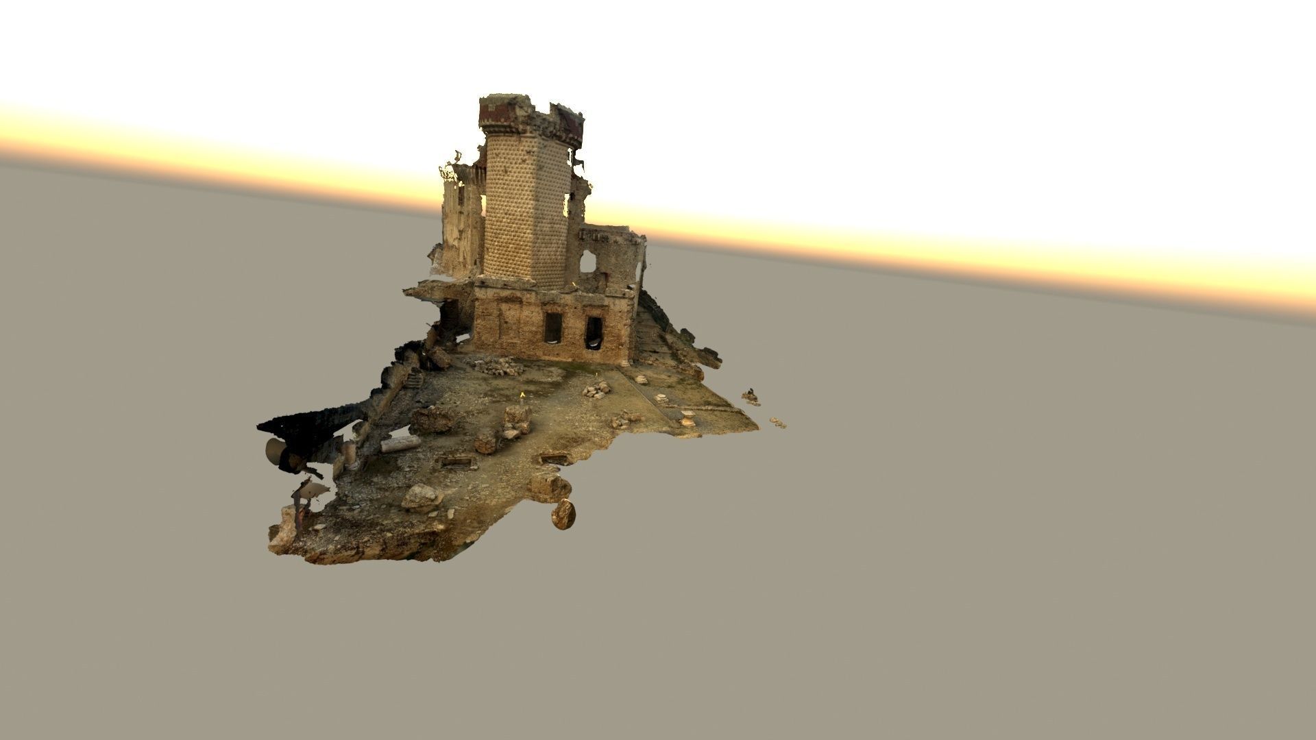Realistic castle model in desert 3D model_7