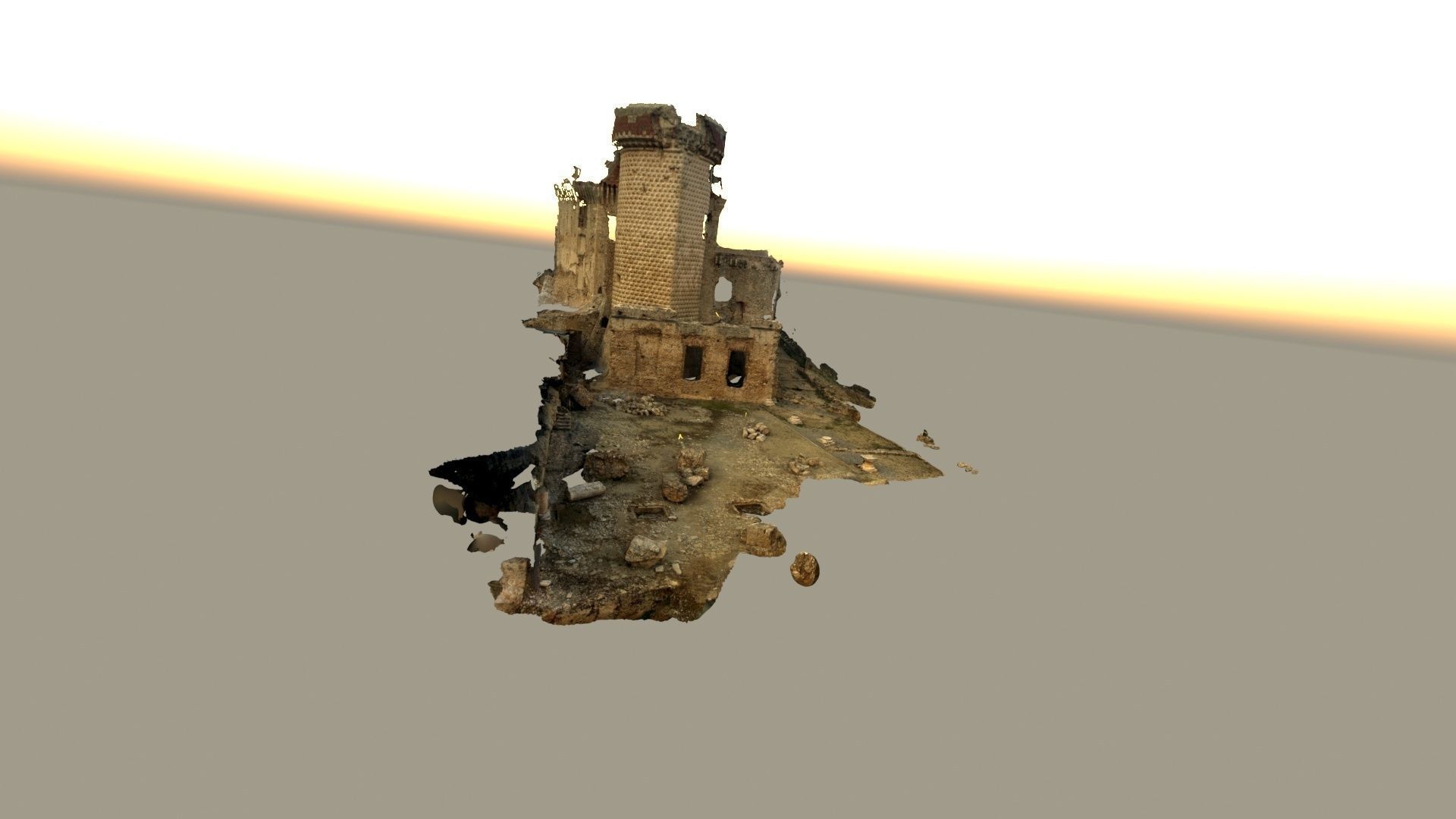 Realistic castle model in desert 3D model_9