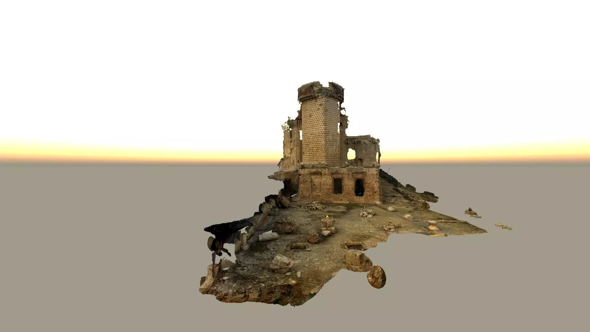 Realistic castle model in desert 3D model_0