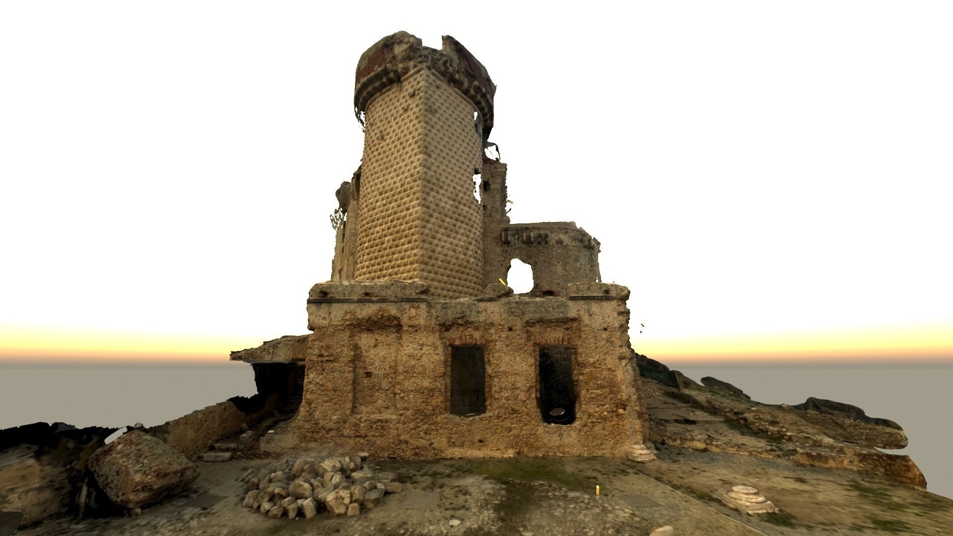 Realistic castle model in desert 3D model_4