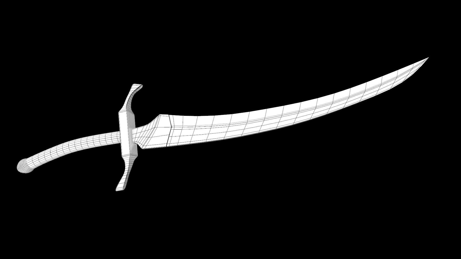 Elven satin sword Low-poly 3D model_6