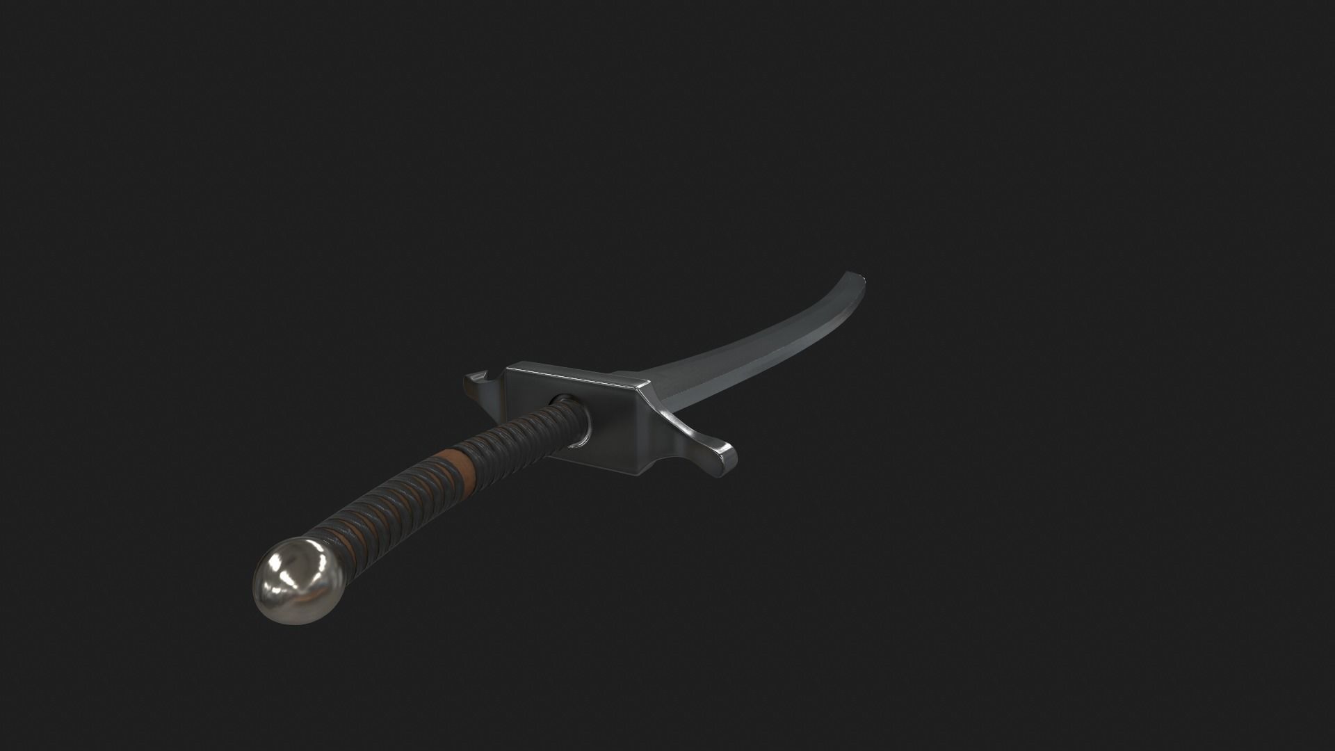 Elven satin sword Low-poly 3D model_7