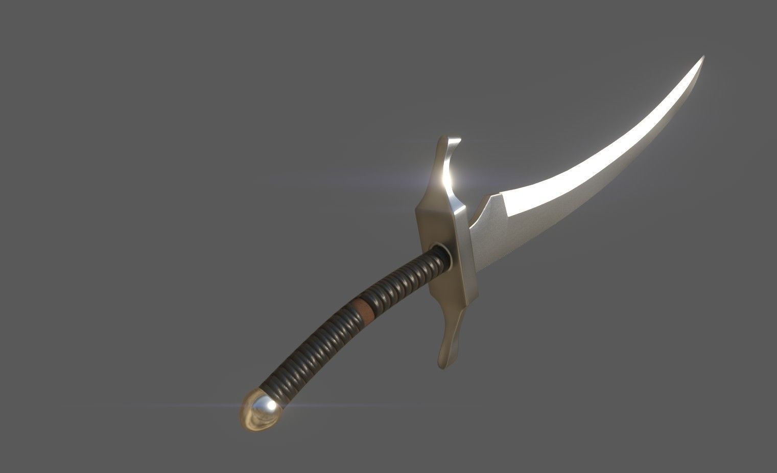 Elven satin sword Low-poly 3D model_3