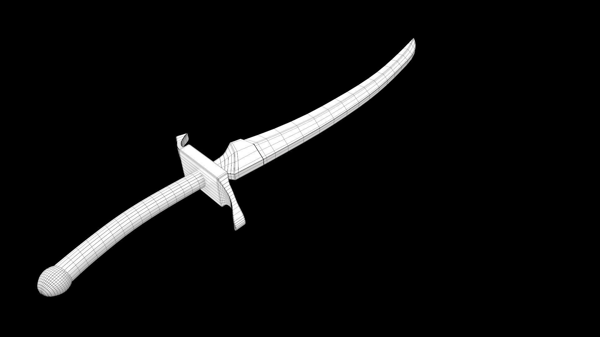 Elven satin sword Low-poly 3D model_5
