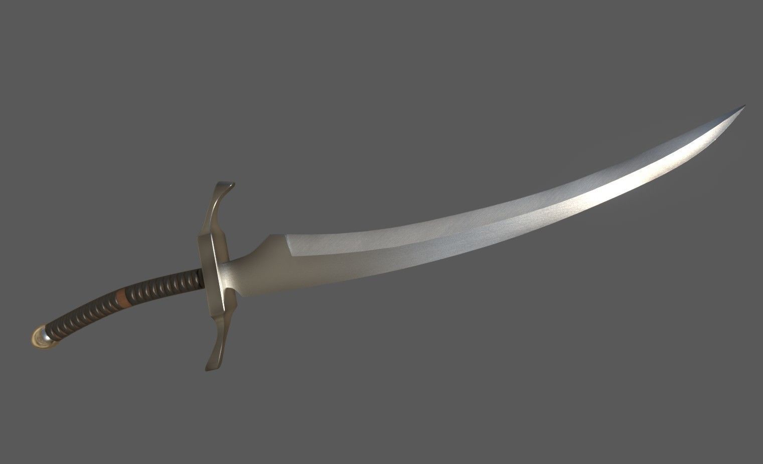 Elven satin sword Low-poly 3D model_4