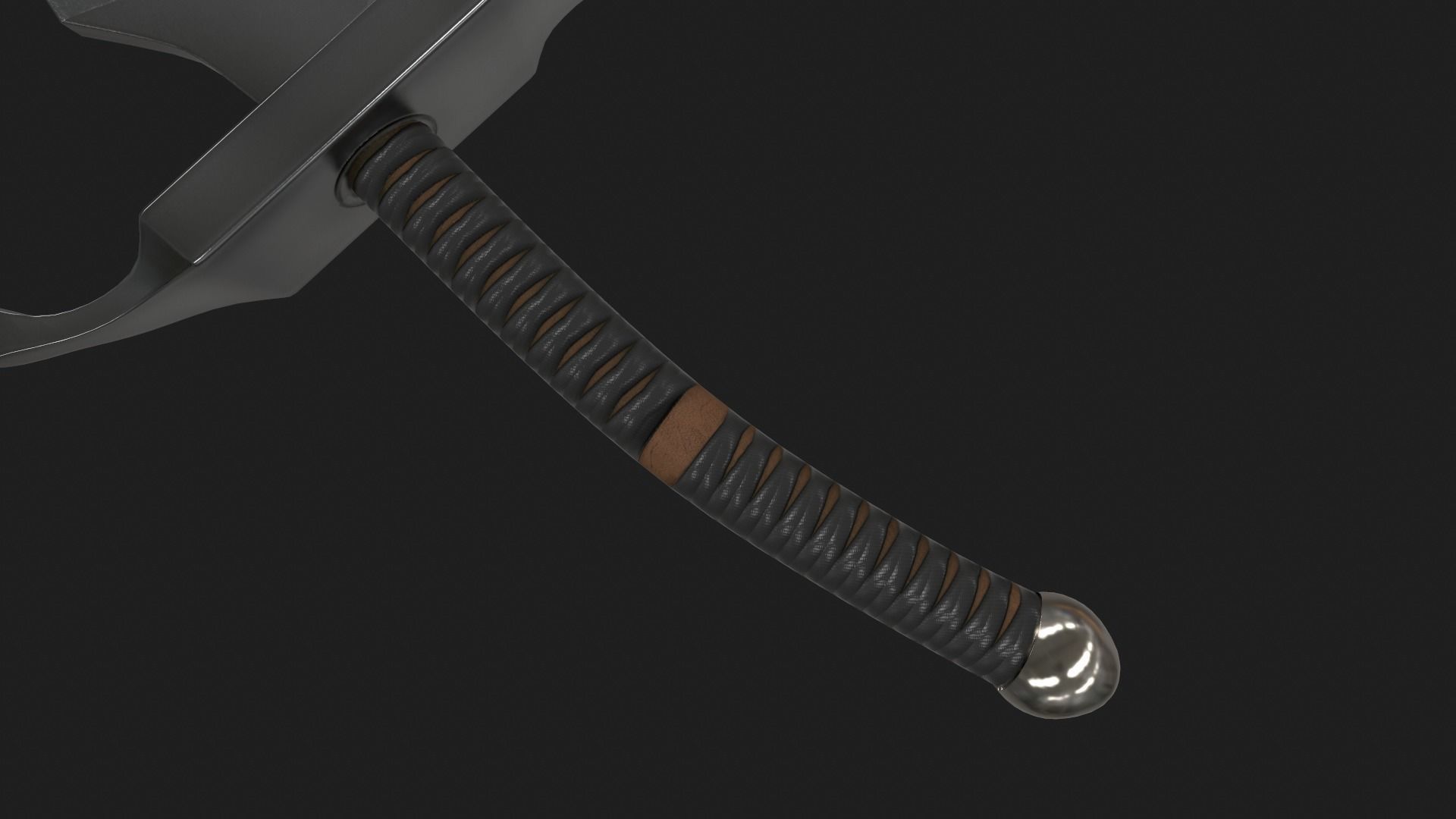 Elven satin sword Low-poly 3D model_8