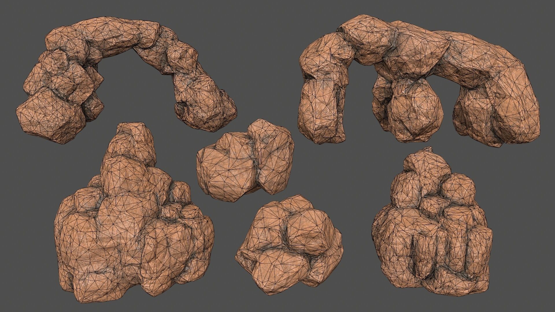 desert rock Low-poly 3D model_30