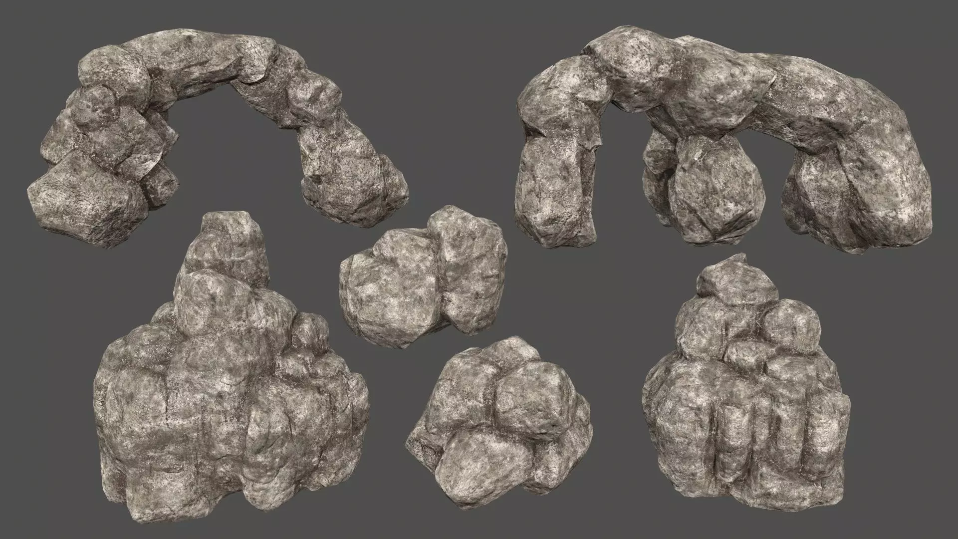 rocks set rock Low-poly 3D model_0