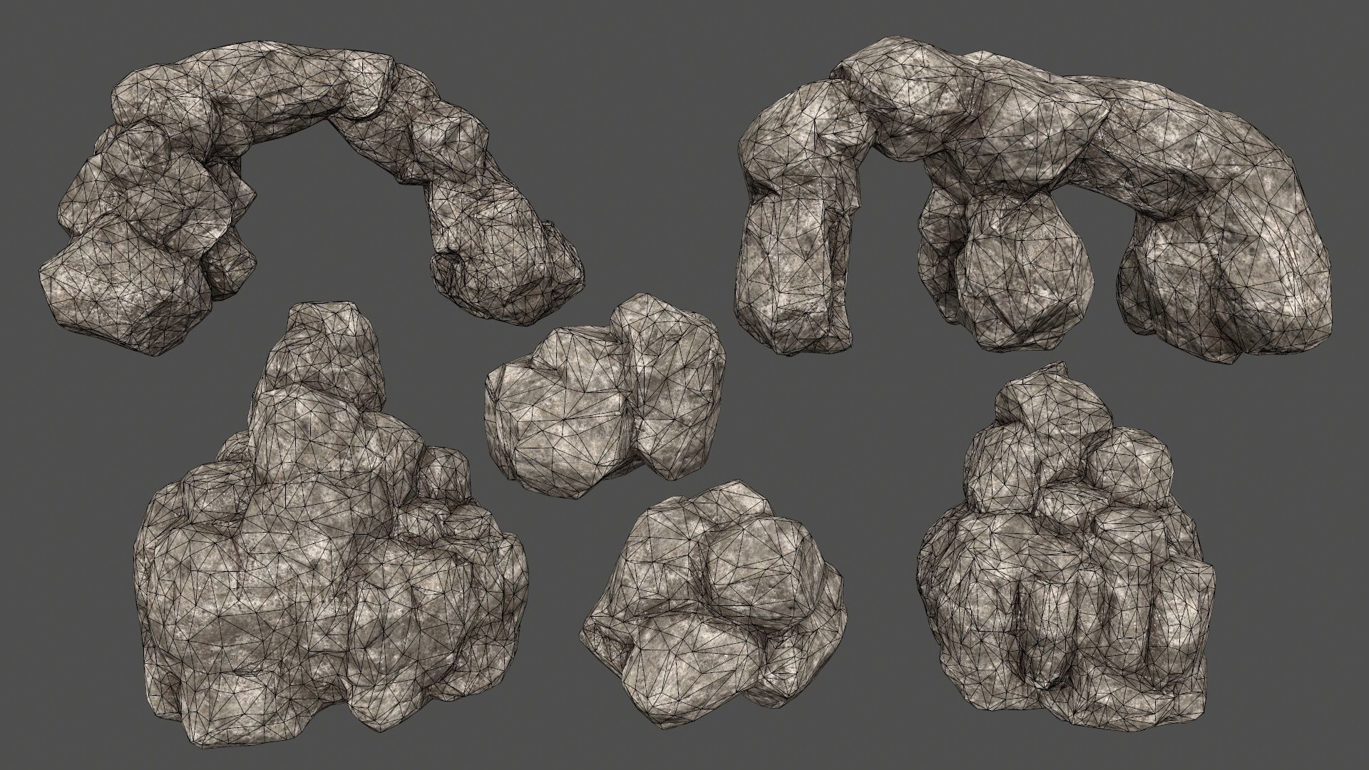 rocks set rock Low-poly 3D model_26