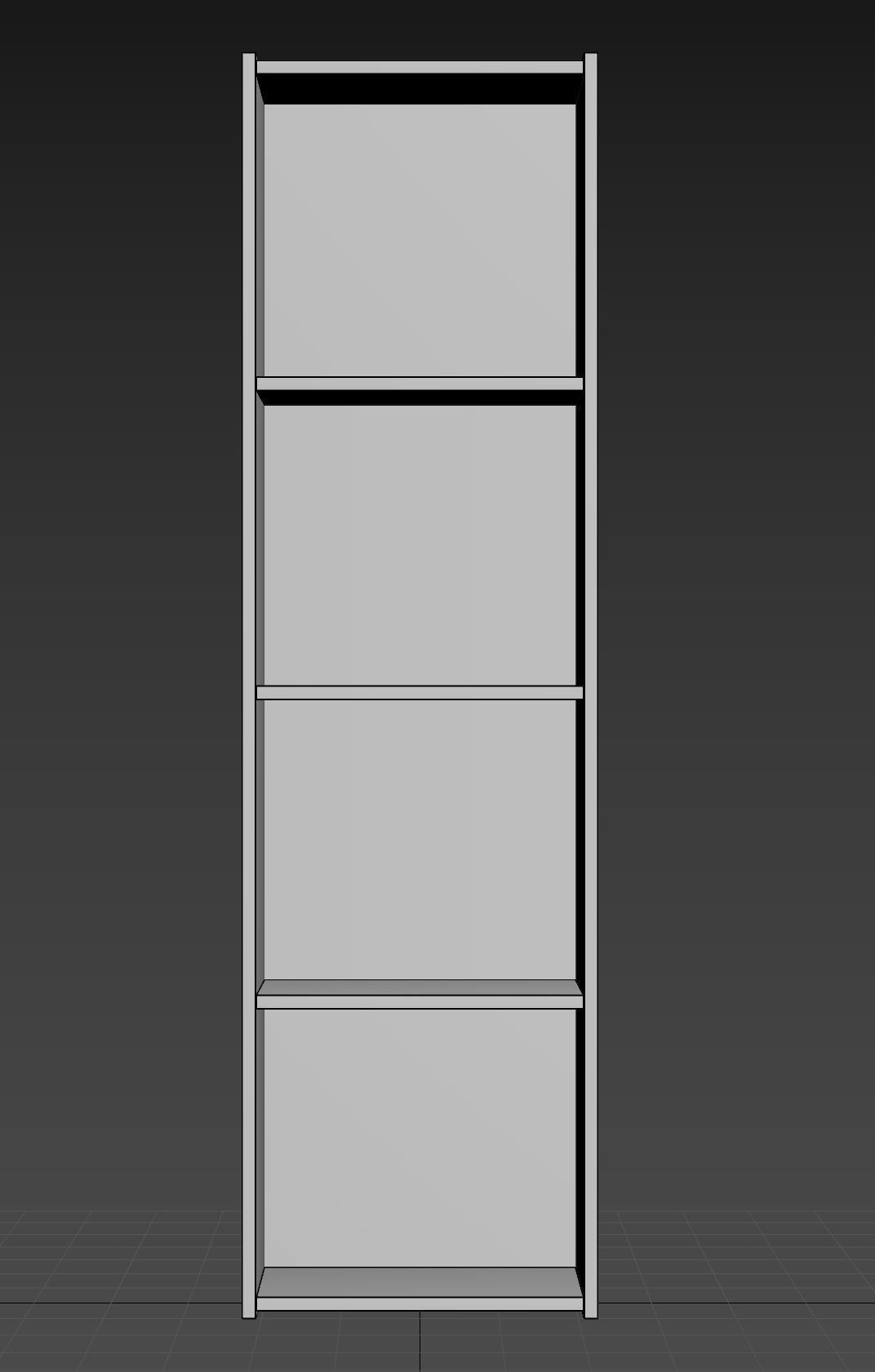 4 Shelves Library 3D model_3