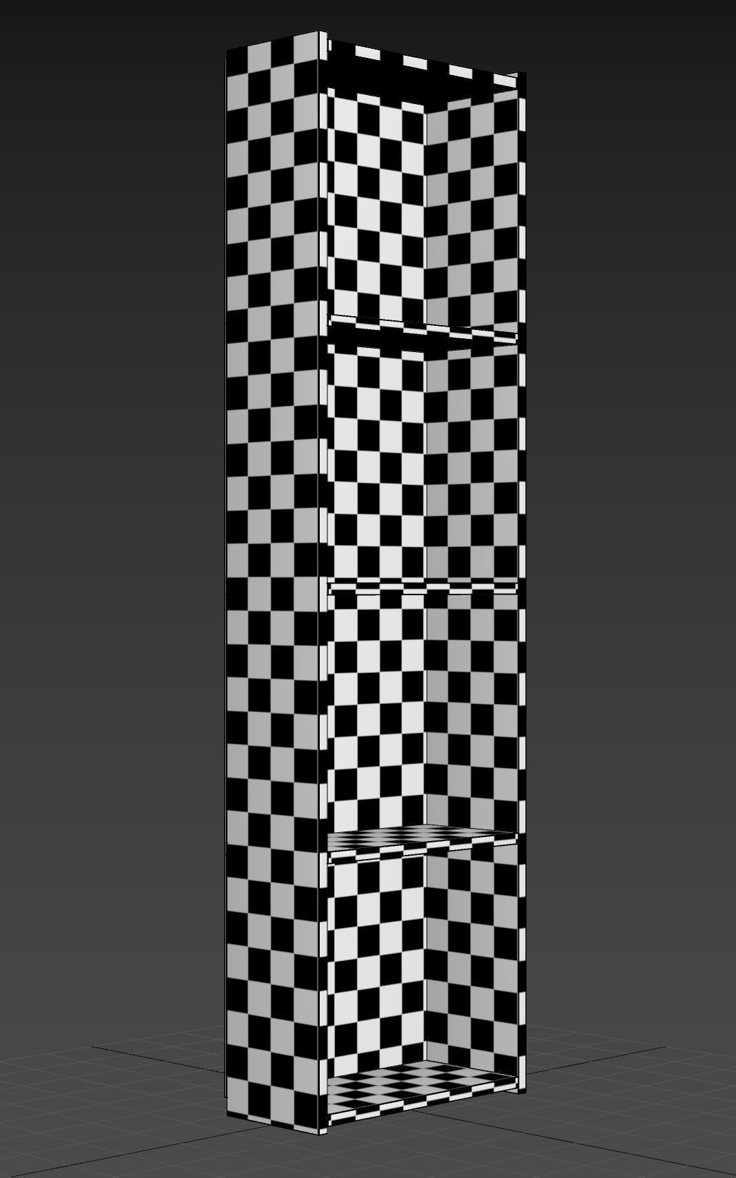 4 Shelves Library 3D model_2