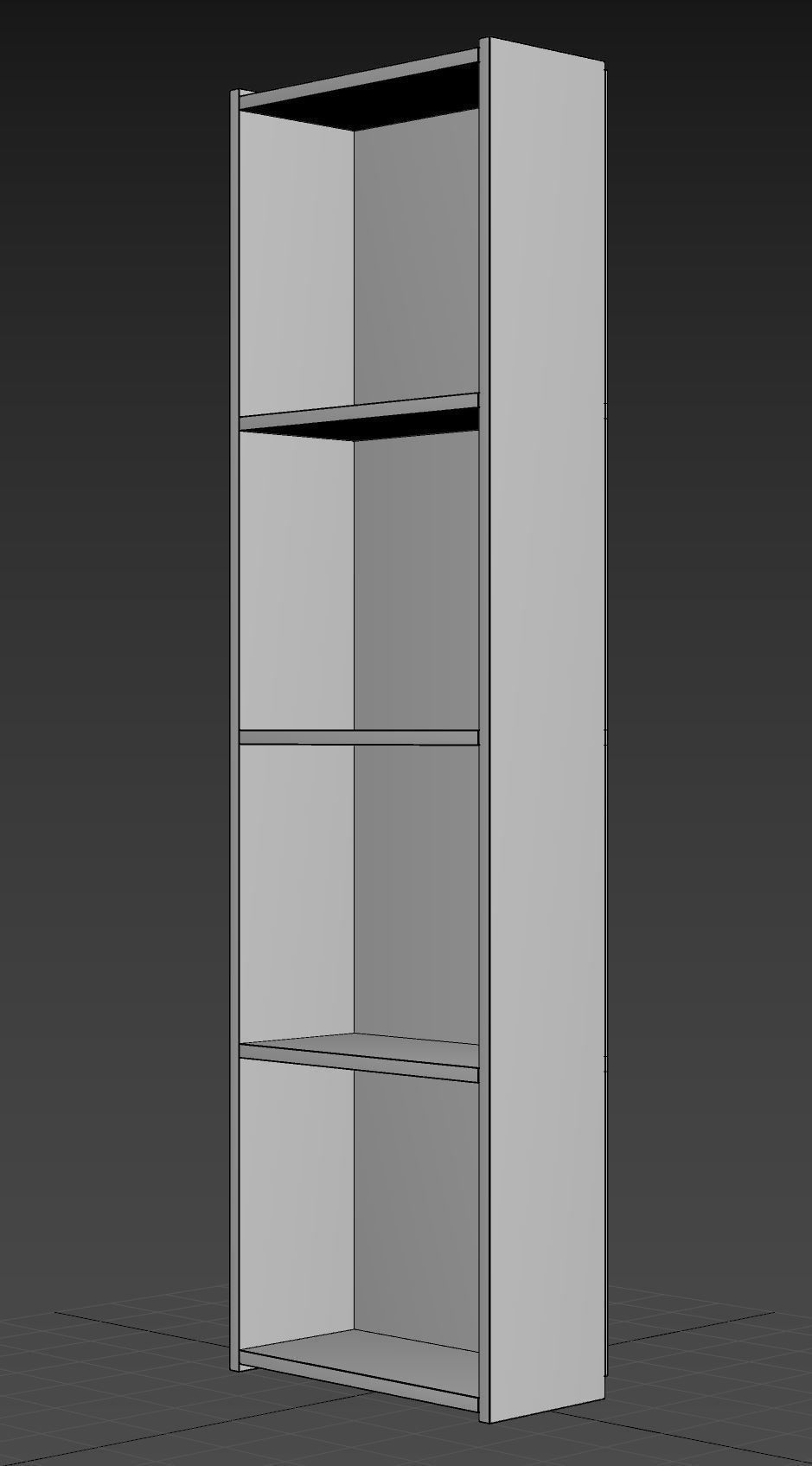 4 Shelves Library 3D model_5