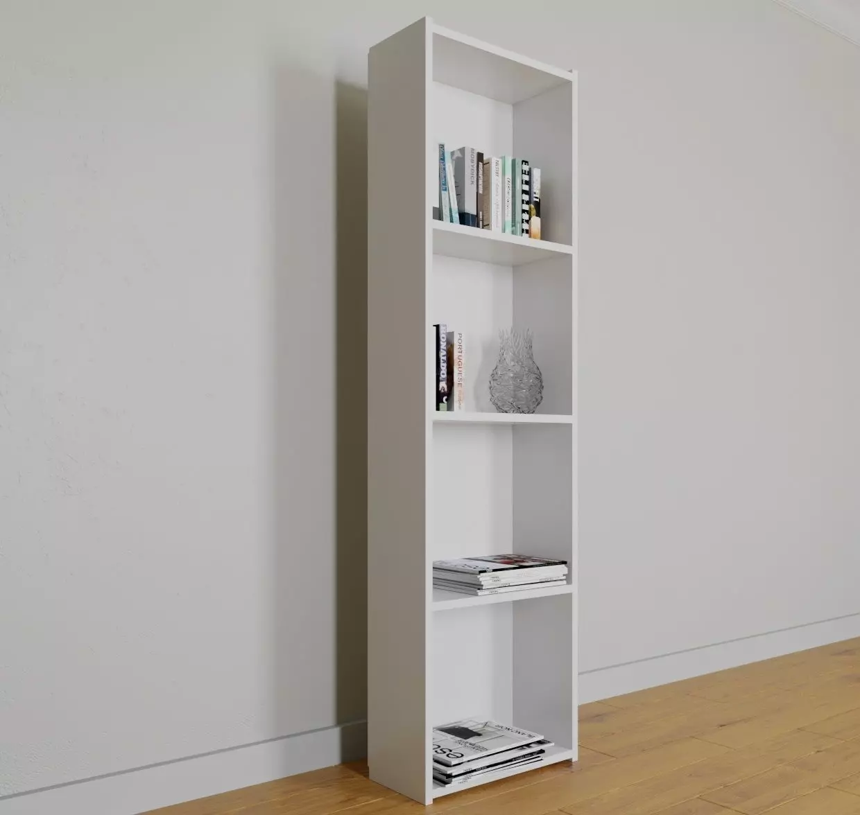 4 Shelves Library 3D model_0