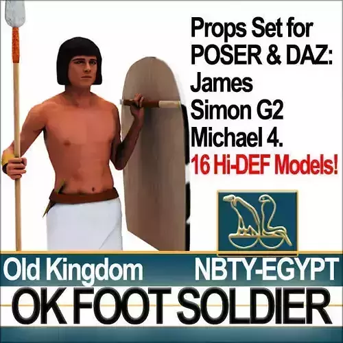 Ancient Egyptian OK Foot Soldier Props Set Poser Daz 3D model