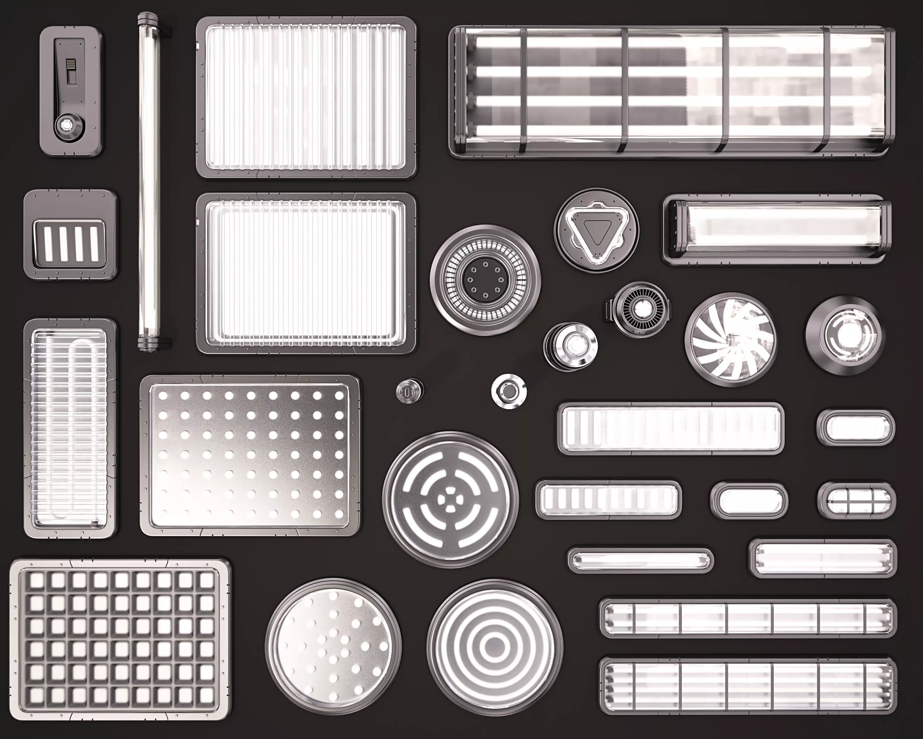 Sci Fi Light Kitbash 3D model_0