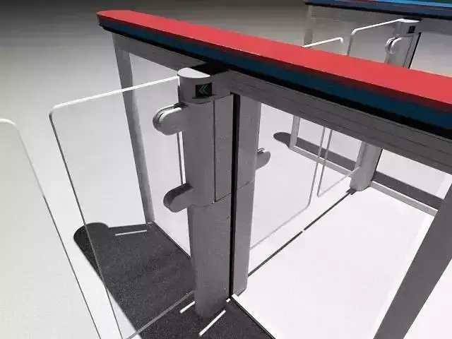turnstile glass barrier gate with stripes 3D model