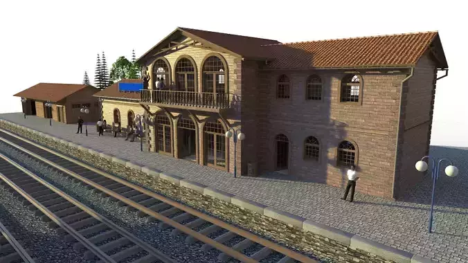 Railway station 3D model