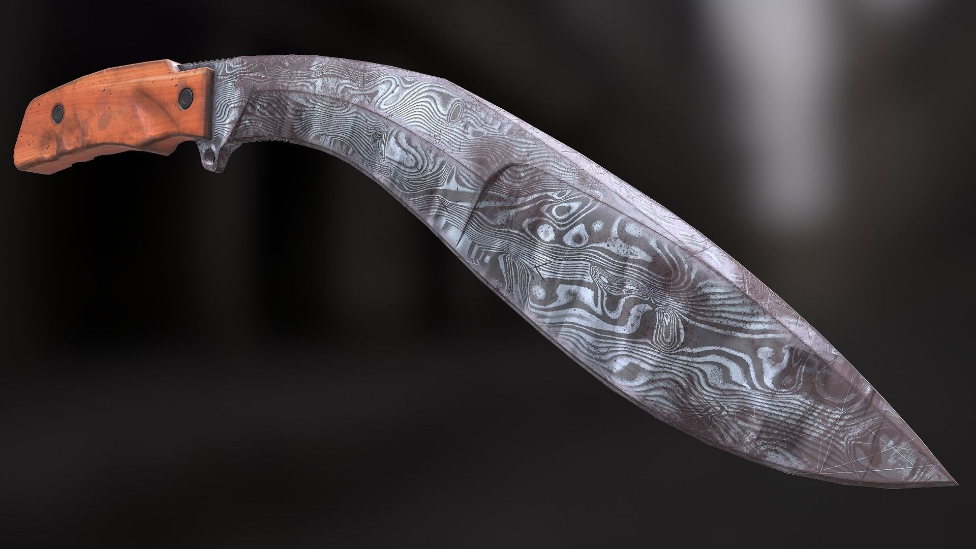 knife fox extreme tactical KUKRI low poly damask Low-poly 3D model_1