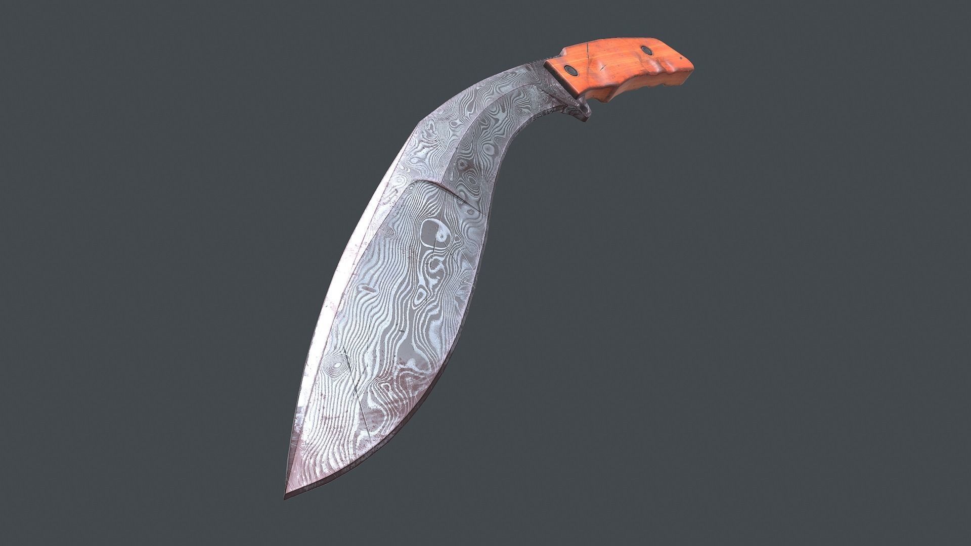 knife fox extreme tactical KUKRI low poly damask Low-poly 3D model_0