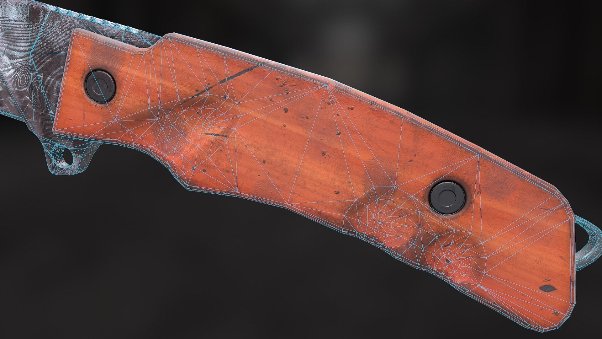 knife fox extreme tactical KUKRI low poly damask Low-poly 3D model_2