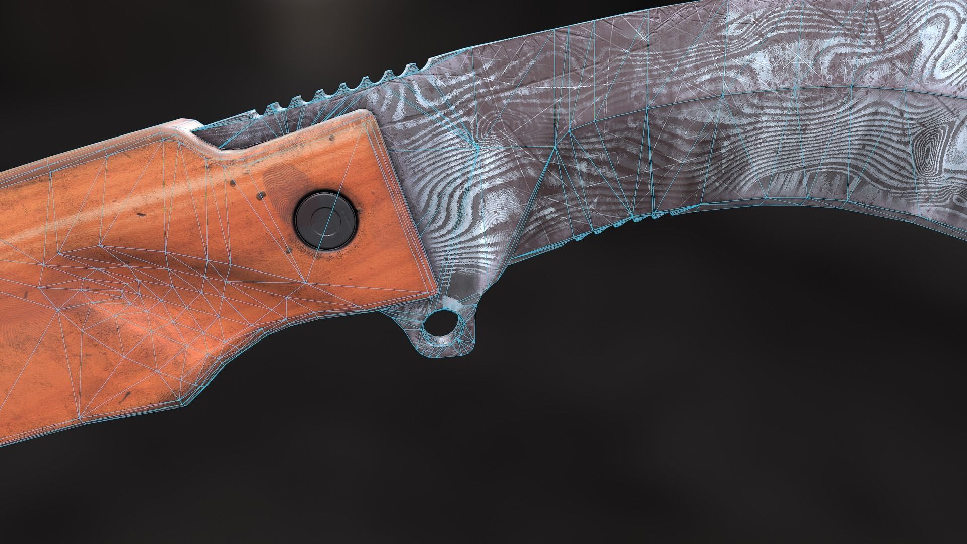 knife fox extreme tactical KUKRI low poly damask Low-poly 3D model_5