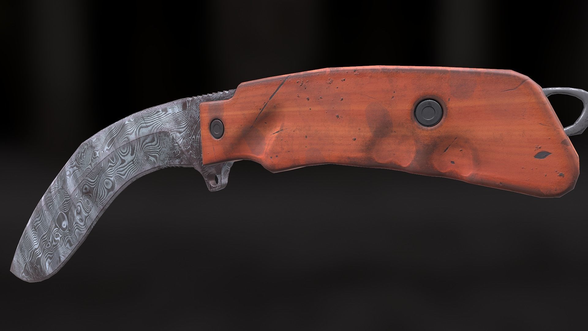 knife fox extreme tactical KUKRI low poly damask Low-poly 3D model_8