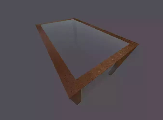 wooden magazine table with glass surface Free low-poly 3D model