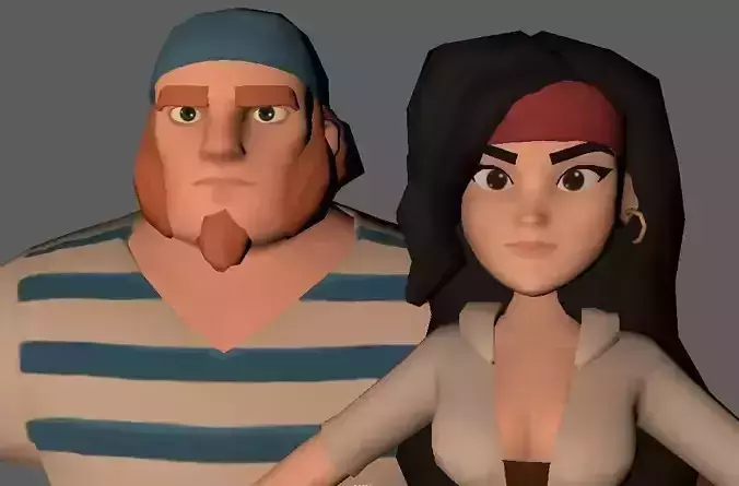 Pirate Team Low Poly Game Model