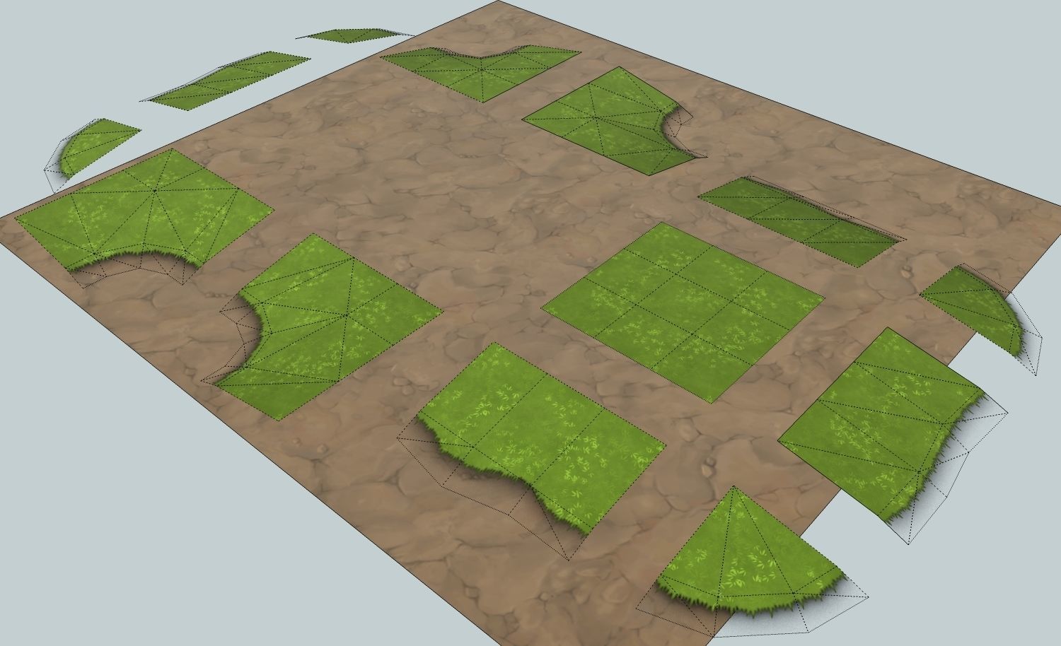 Modular cartoon grass low poly Low-poly 3D model_2