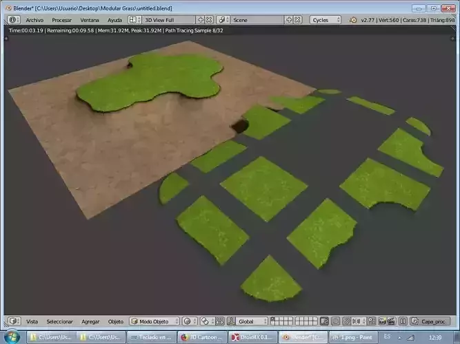 Modular cartoon grass low poly