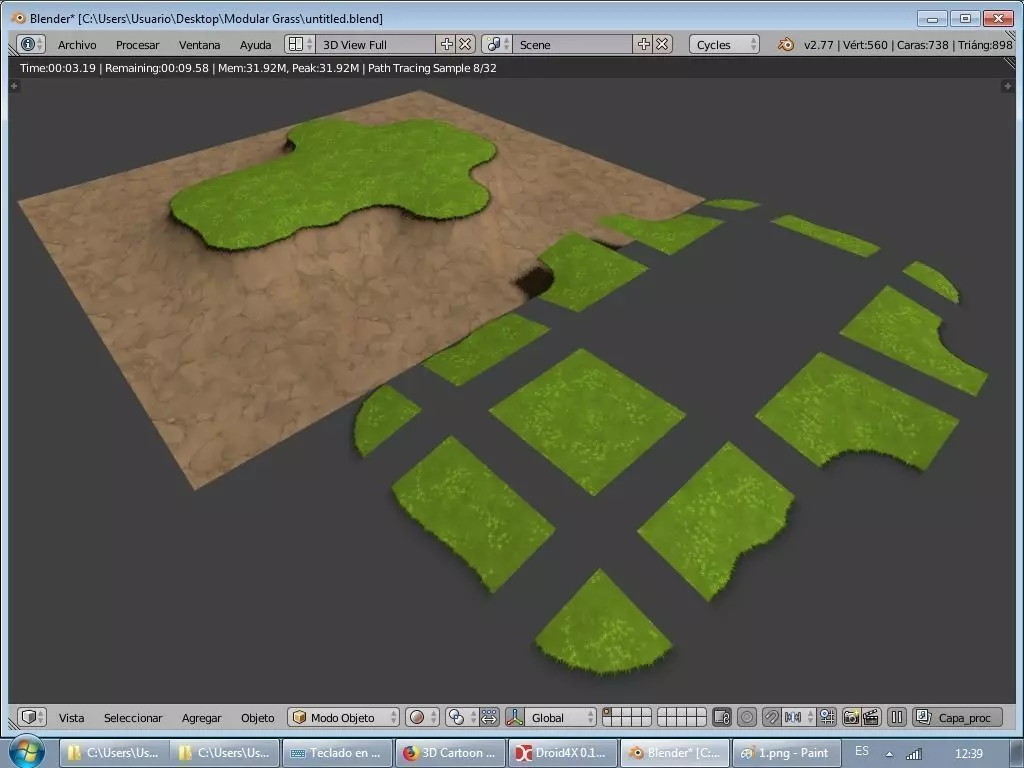 Modular cartoon grass low poly Low-poly 3D model_0