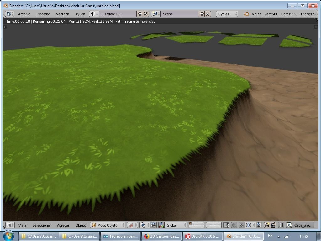 Modular cartoon grass low poly Low-poly 3D model_1