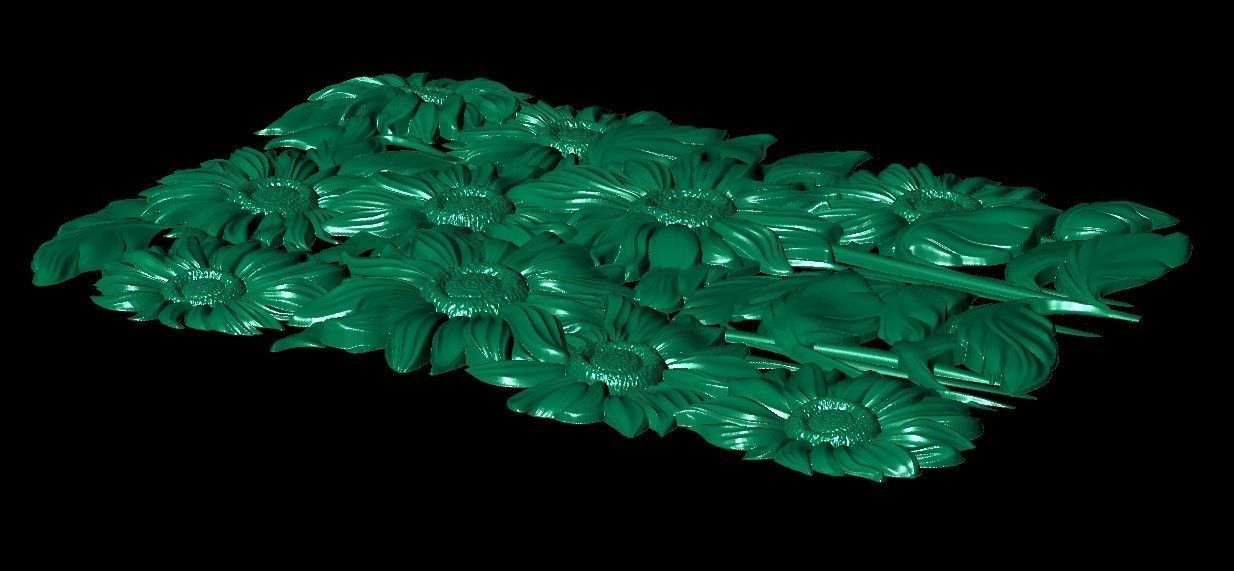 beautiful relief sunflowers 3D model_4