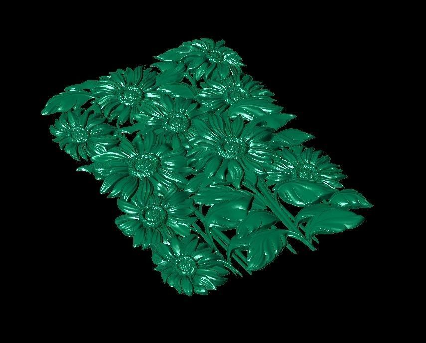 beautiful relief sunflowers 3D model_2