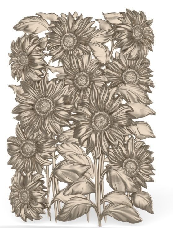 beautiful relief sunflowers 3D model_1