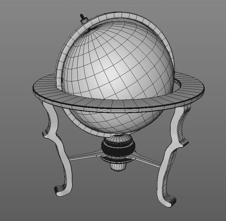 Old wood Globe Low-poly 3D model_3