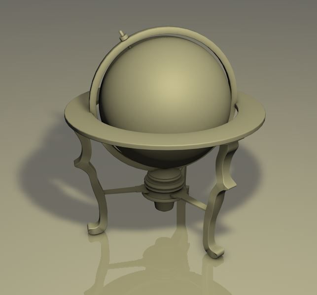 Old wood Globe Low-poly 3D model_2
