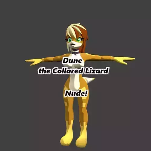 Dune the Collared Lizarad NUDE no rigging Low-poly 3D model