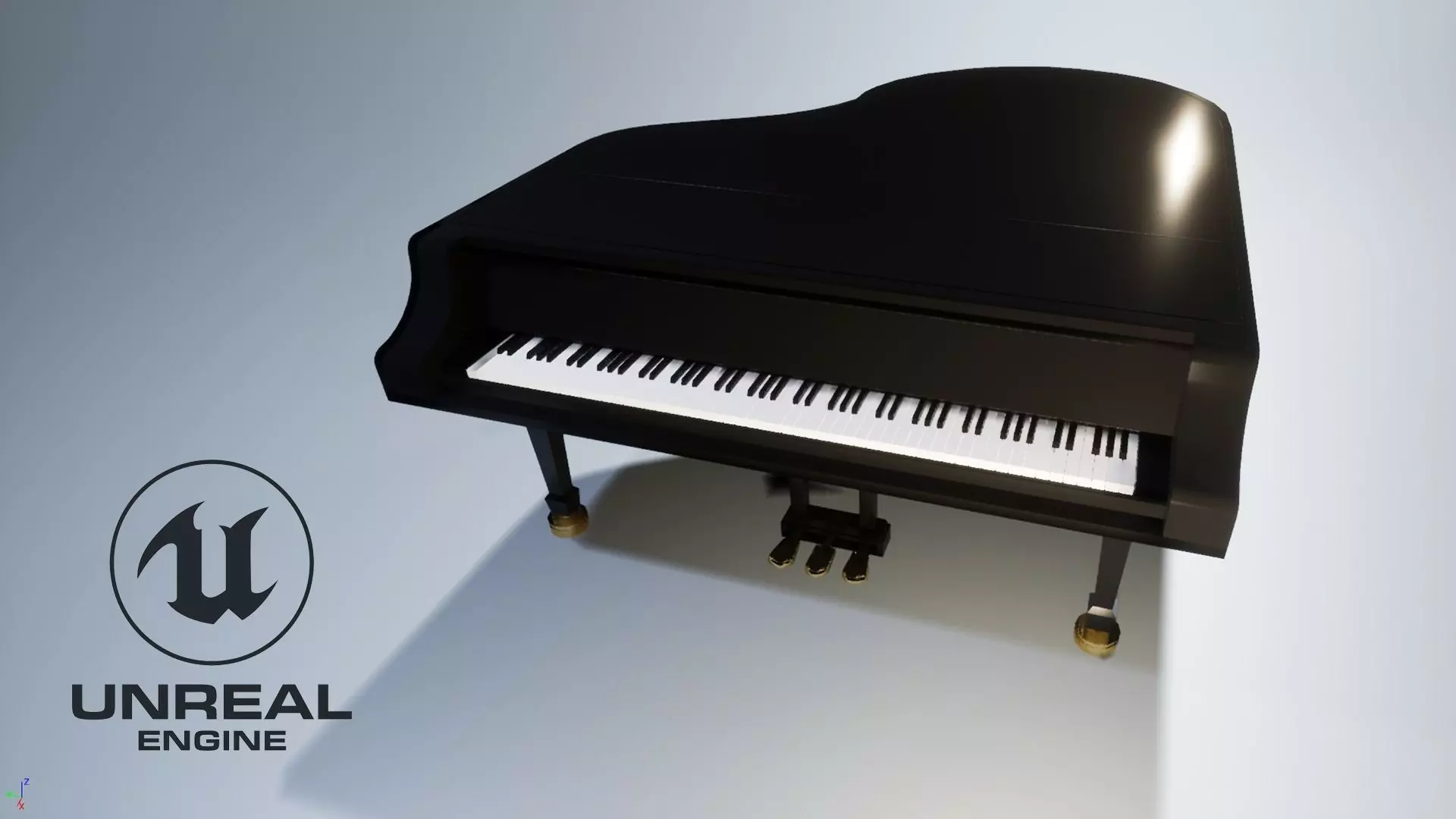 Grand piano model Low-poly 3D model_0