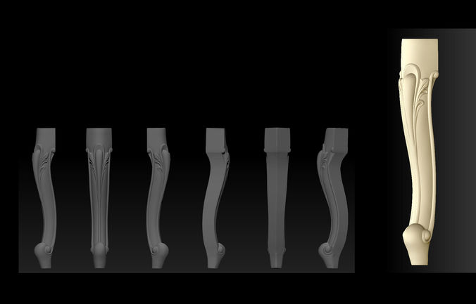 Furniture Legs 3d STL Model Relief for CNC  set 010 3D print model